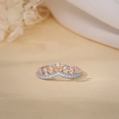 Rose Gold Tiara Crown Lab Grown Diamond Ring