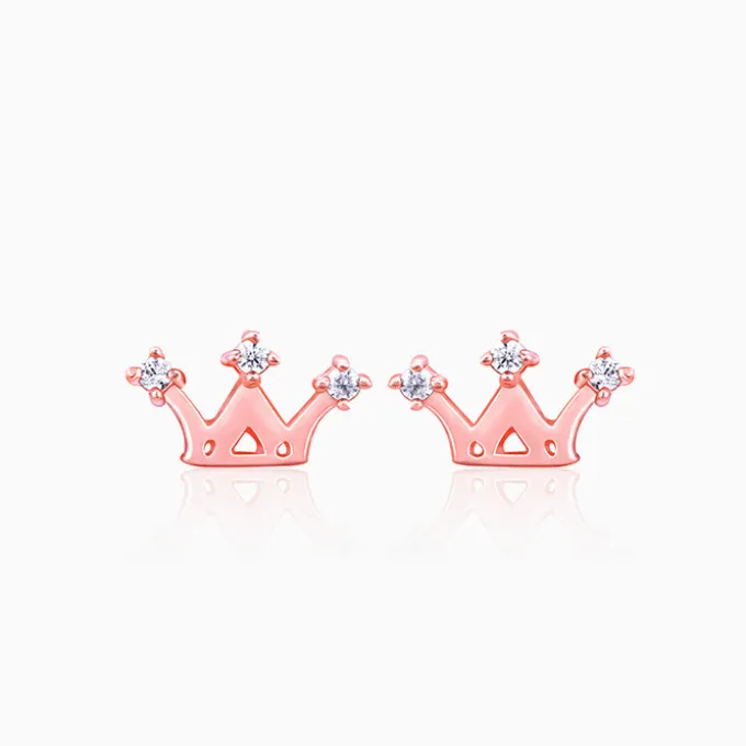Rose Gold Tiara Stud Earrings