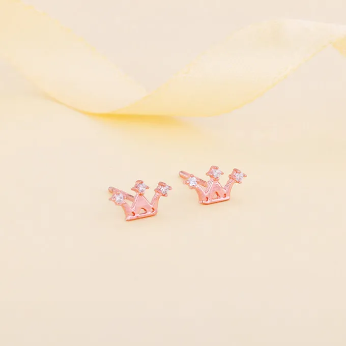 Rose Gold Tiara Stud Earrings