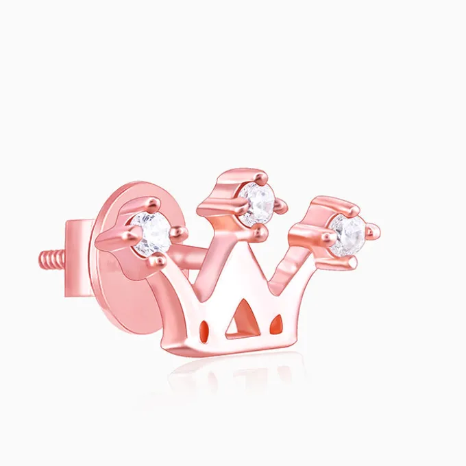 Rose Gold Tiara Stud Earrings