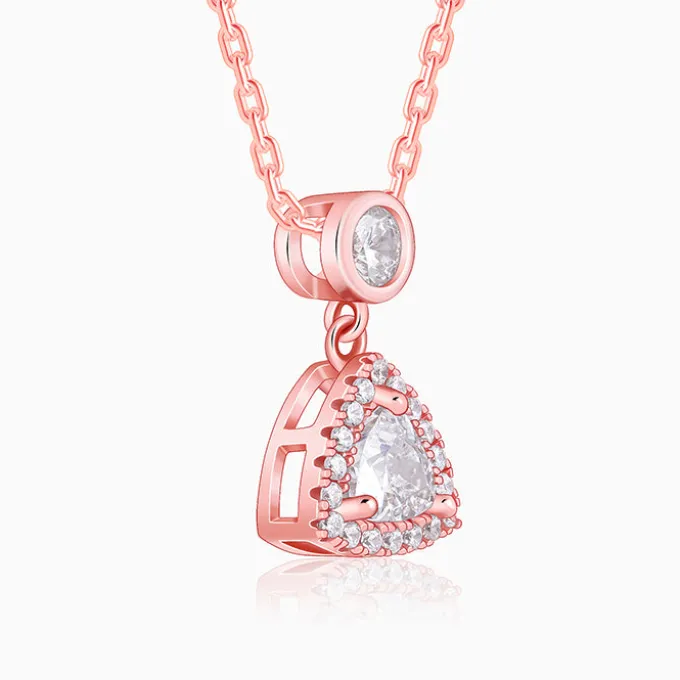 Rose Gold Tirangular Halo Necklace