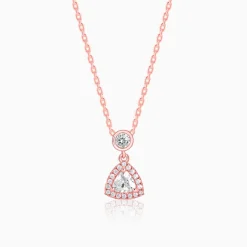 Rose Gold Tirangular Halo Necklace