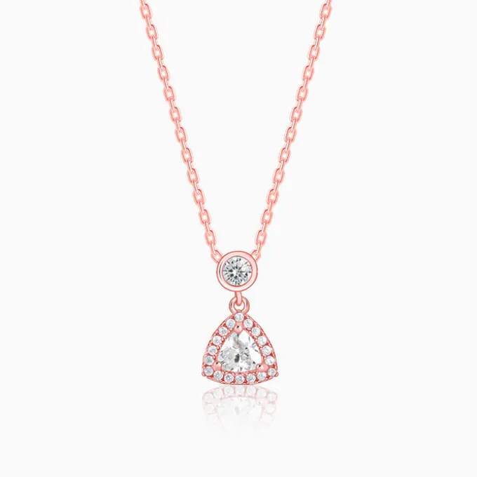 Rose Gold Tirangular Halo Necklace