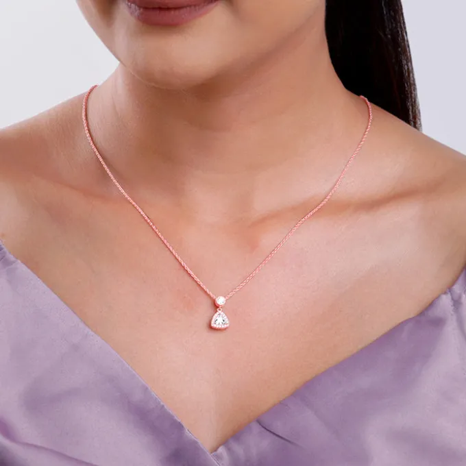 Rose Gold Tirangular Halo Necklace