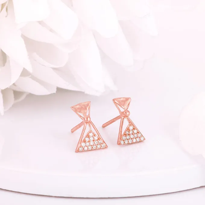 Rose Gold Triangular Elegance Earrings