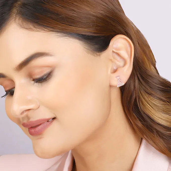 Rose Gold Triangular Elegance Earrings
