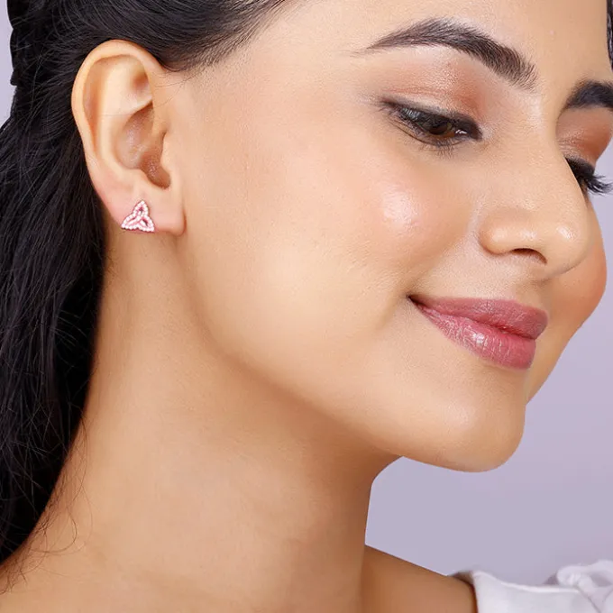 Rose Gold Trillium Trifecta Earrings