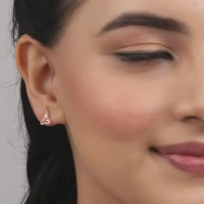Rose Gold Trillium Trifecta Earrings