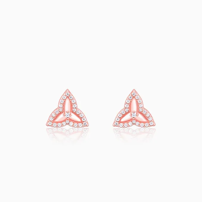 Rose Gold Trillium Trifecta Earrings