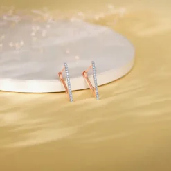 Rose Gold Trinity Lab Grown Diamond Studs
