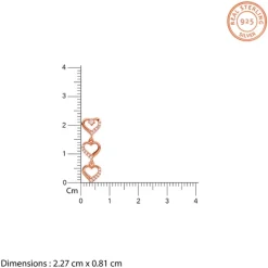 Rose Gold Triple Heart Dangler Earrings