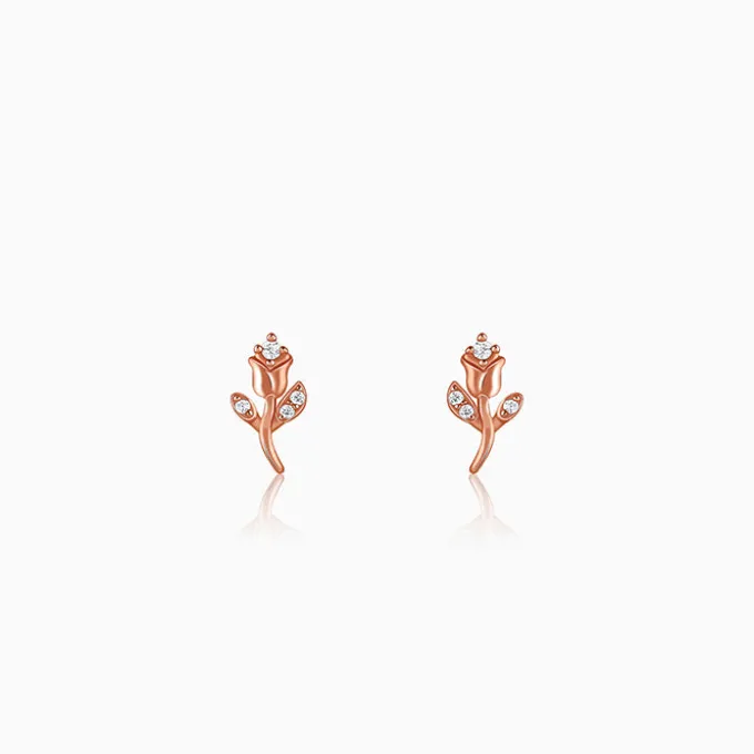 Rose Gold Tulip Stud Earrings