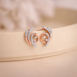 Rose Gold Twilight Swirl Lab Grown Diamond Earring