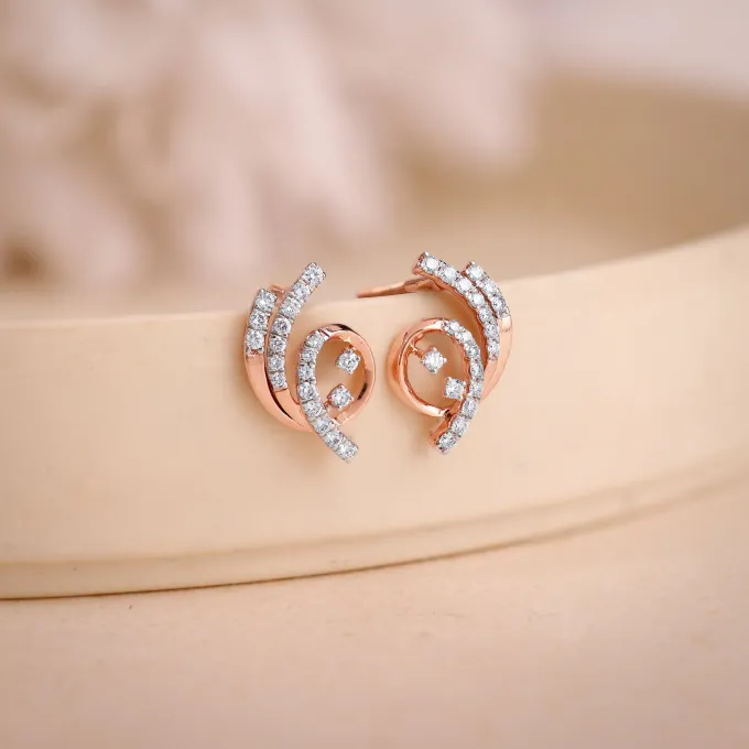Rose Gold Twilight Swirl Lab Grown Diamond Earring