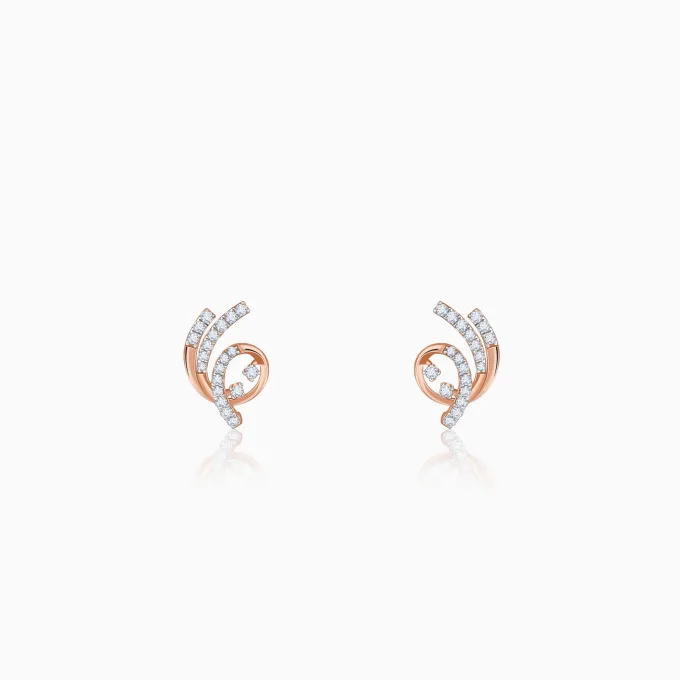 Rose Gold Twilight Swirl Lab Grown Diamond Earring