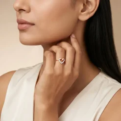 Rose Gold Twinkling Heart Lab Grown Diamond Ring (Size 12)