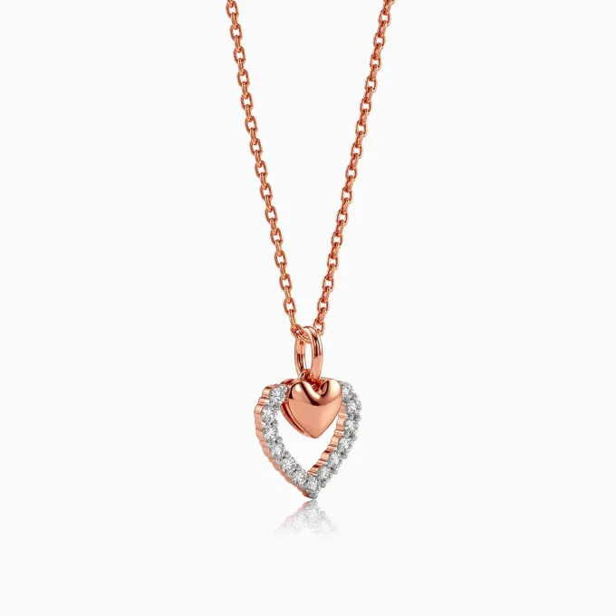 Rose Gold Twinkling Heart Lab Grown Diamond Pendant
