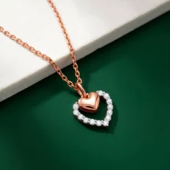 Rose Gold Twinkling Heart Lab Grown Diamond Pendant