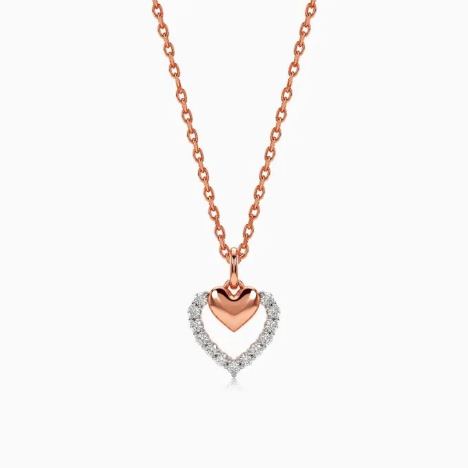 Rose Gold Twinkling Heart Lab Grown Diamond Pendant