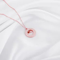 Rose Gold Two Hearts Becoming One Pendant With Link Chain