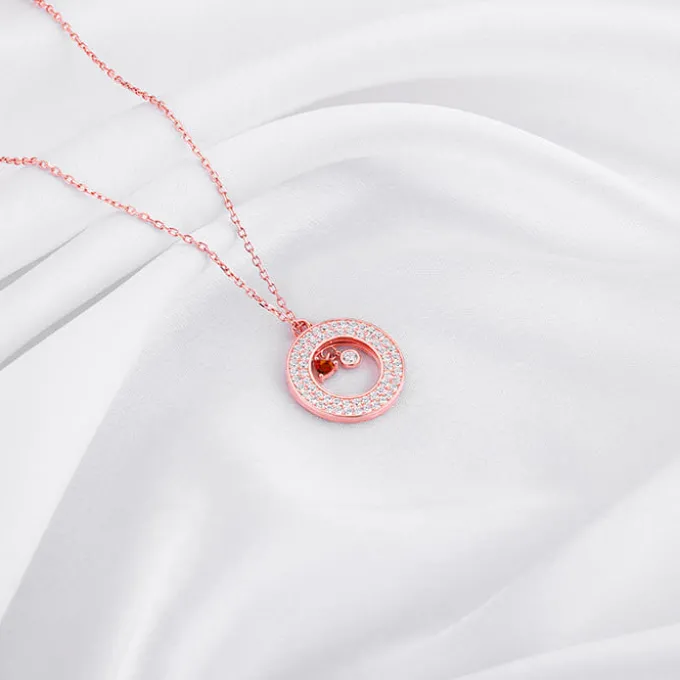 Rose Gold Two Hearts Becoming One Pendant With Link Chain