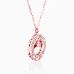 Rose Gold Two Hearts Becoming One Pendant With Link Chain