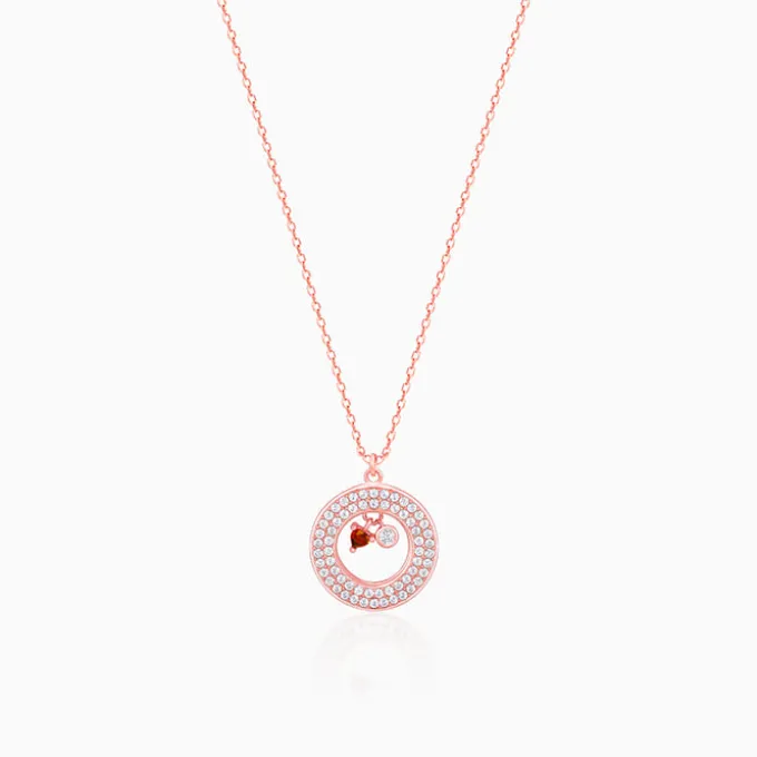 Rose Gold Two Hearts Becoming One Pendant With Link Chain
