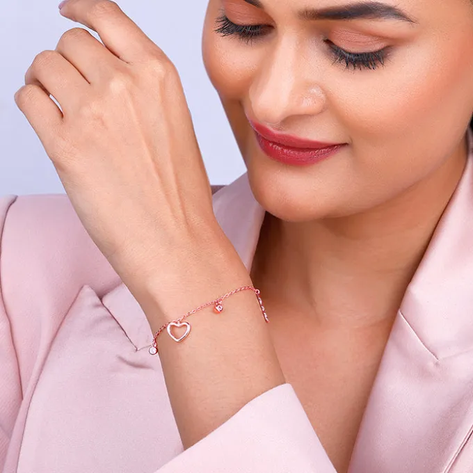 Rose Gold Valentine's Charm Bracelet