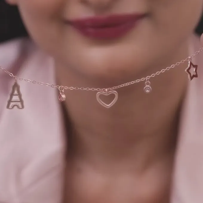 Rose Gold Valentine's Charm Bracelet