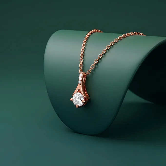 Rose Gold Velvet Aura Pendant with Link Chain