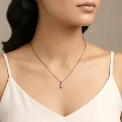 Rose Gold Velvet Aura Pendant with Link Chain