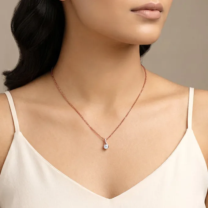 Rose Gold Velvet Aura Pendant with Link Chain
