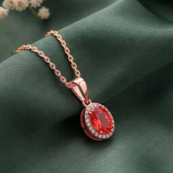 Rose Gold Vidhatri Pendant With Link Chain