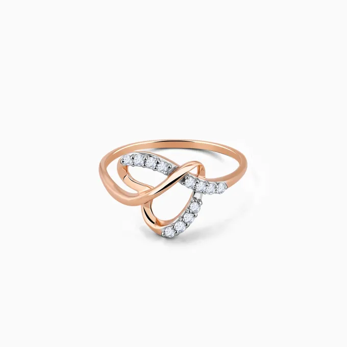 Rose Gold Warped Diamond Ring