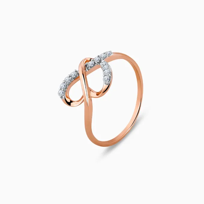 Rose Gold Warped Diamond Ring