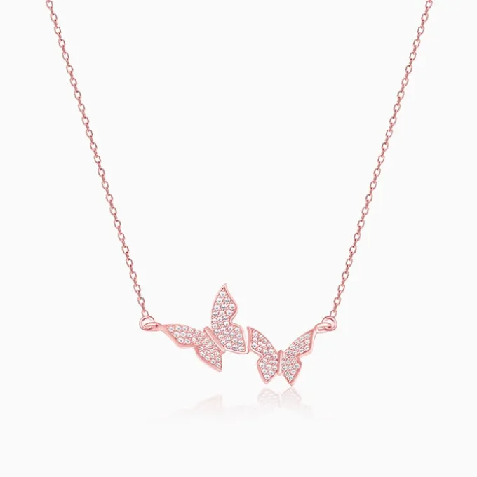 Rose Gold Wavering Wings Necklace