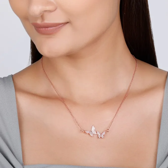 Rose Gold Wavering Wings Necklace