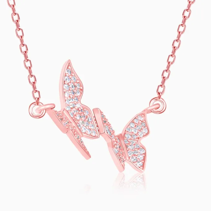 Rose Gold Wavering Wings Necklace
