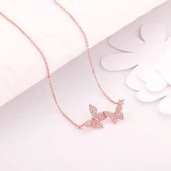 Rose Gold Wavering Wings Necklace