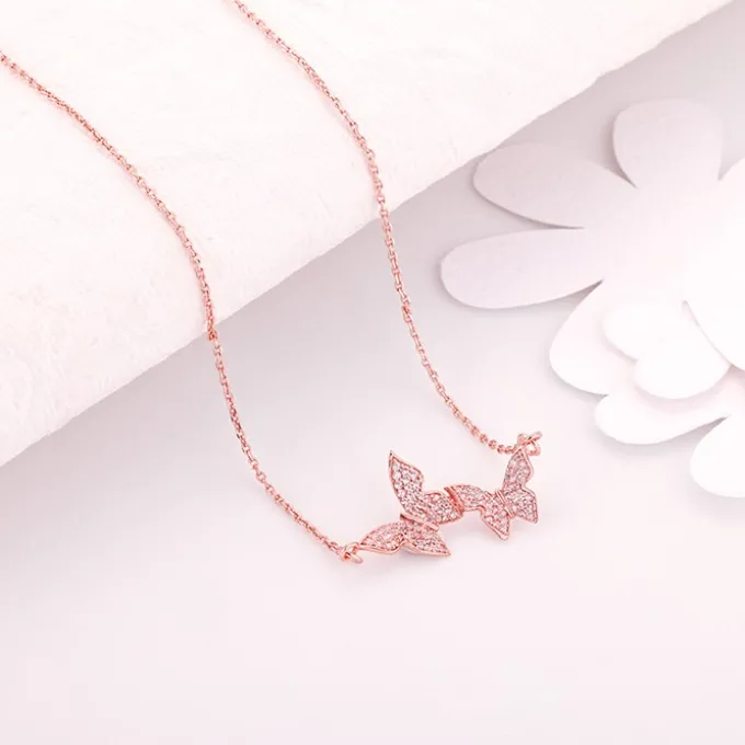 Rose Gold Wavering Wings Necklace