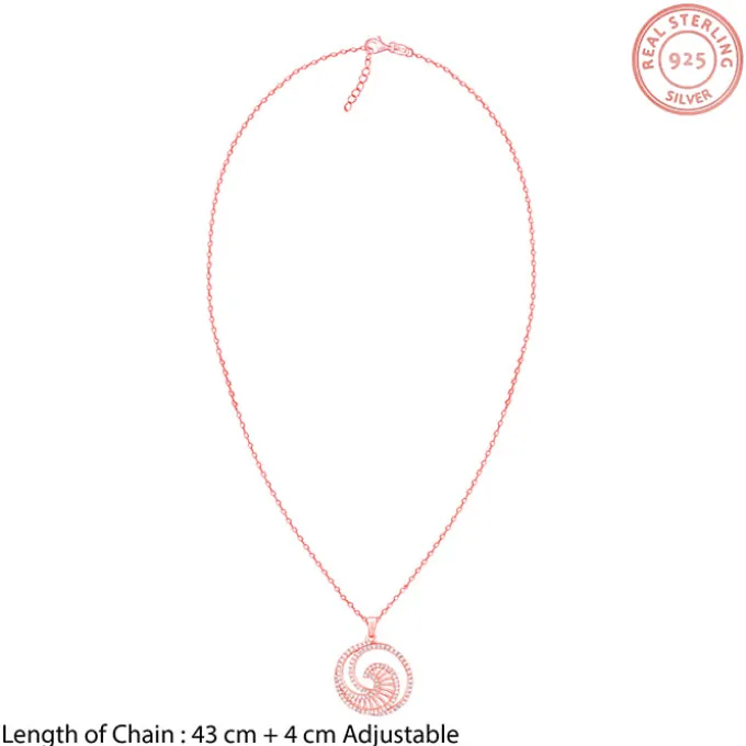 Rose Gold Whirpool Pendant With Link Chain