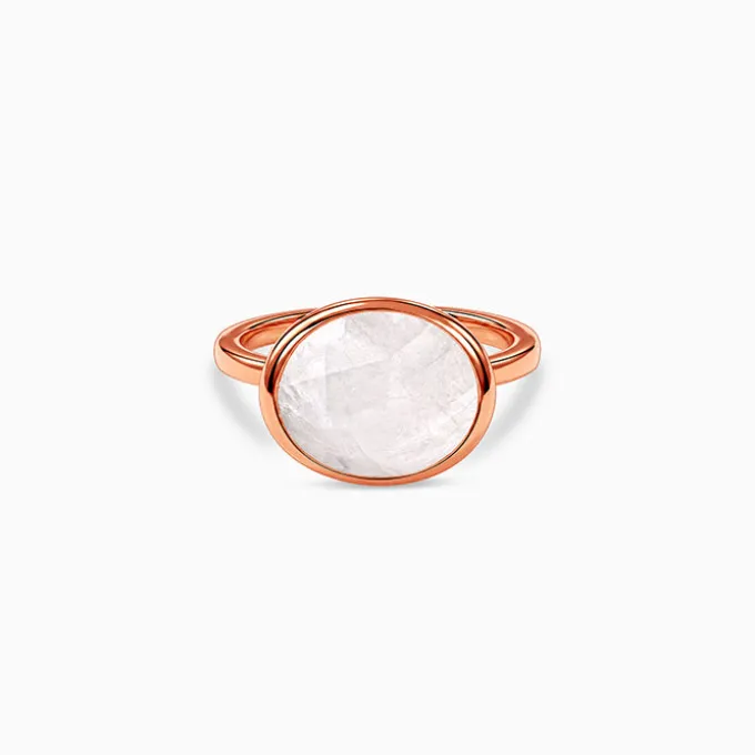 Rose Gold White Rainbow Stone Ring