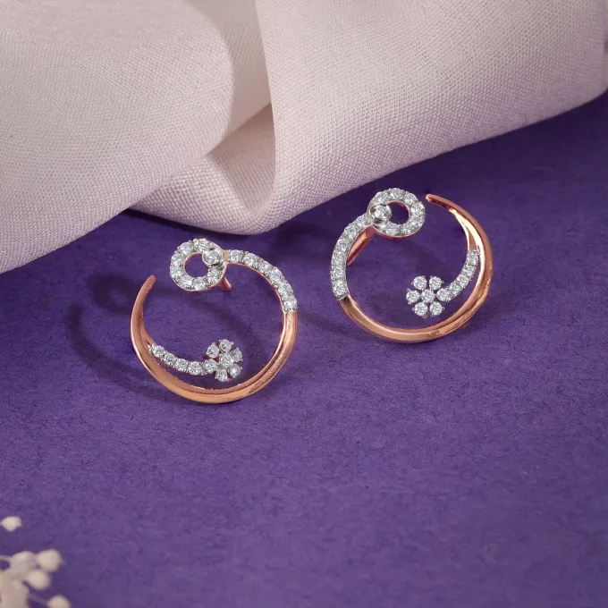 Rose Gold Wildflower Lab Grown Diamond Earrings