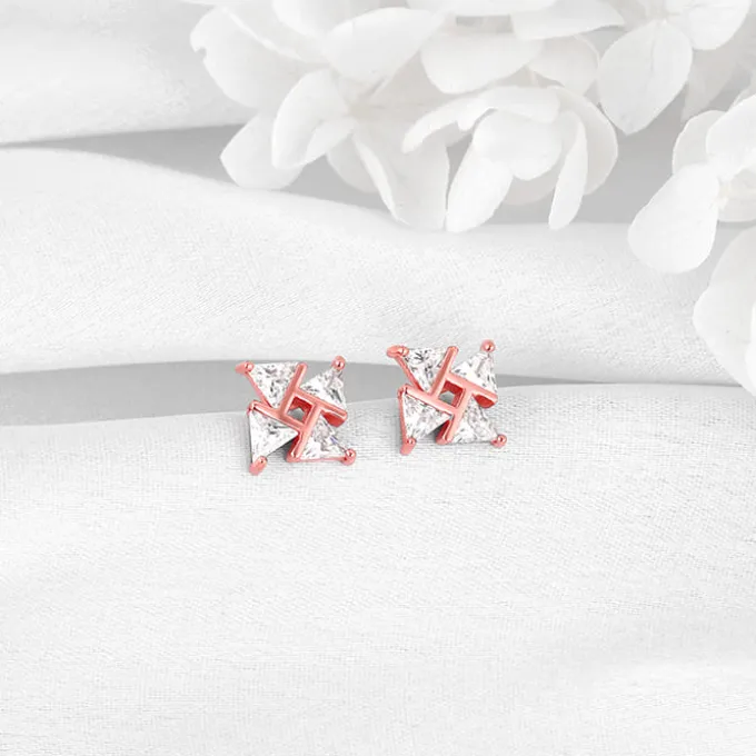 Rose Gold Windmill Stud Earrings