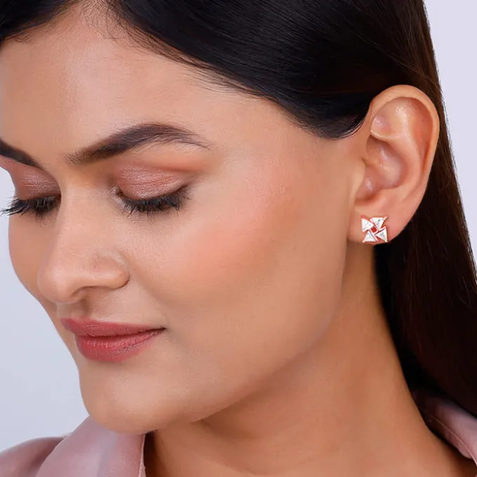 Rose Gold Windmill Stud Earrings