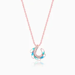Rose Gold Wing Flap Pendant With Link Chain