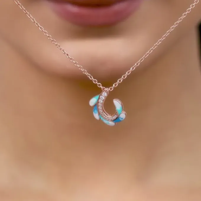 Rose Gold Wing Flap Pendant With Link Chain