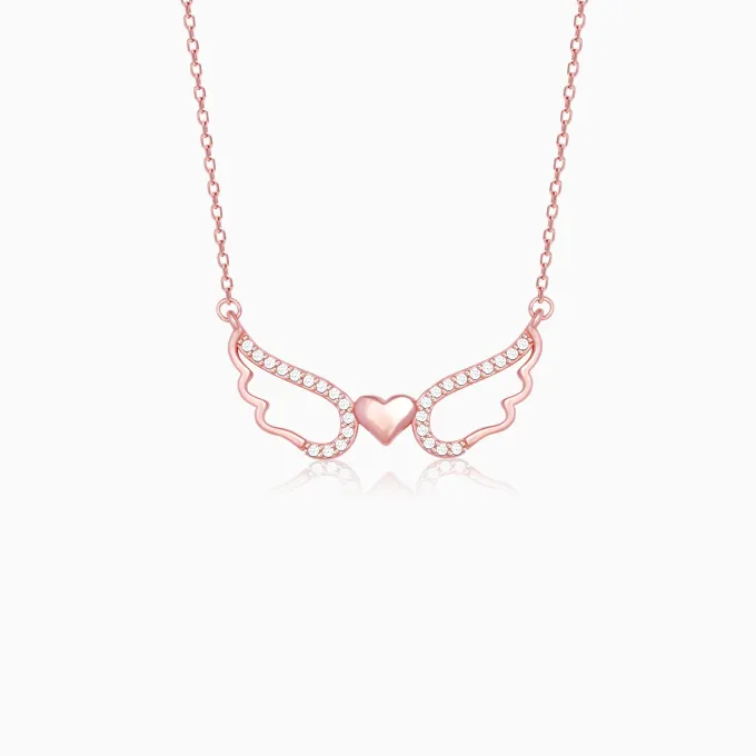 Rose Gold Wing It With Love Necklace