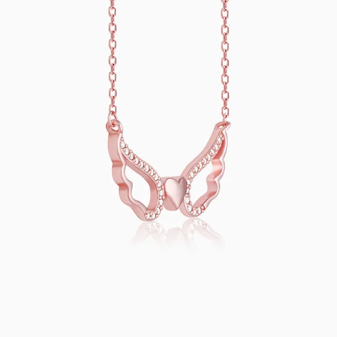 Rose Gold Wing It With Love Necklace