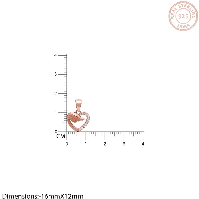 Rose Gold Winged Heart Pendant with Link Chain